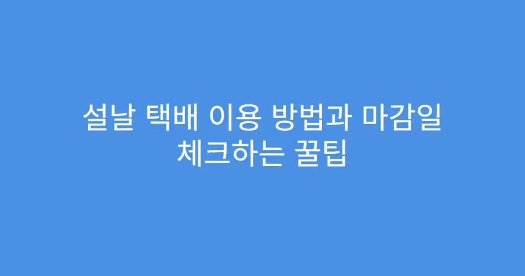 설날 택배 이용 방법과 마감일 체크하는 꿀팁